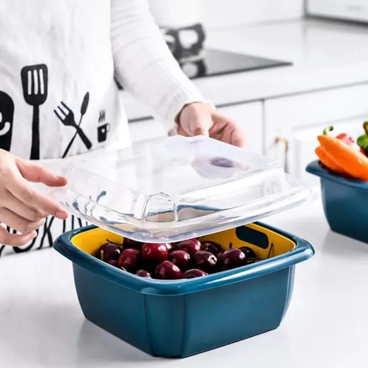 Double-Layer Drain Basket With Lid