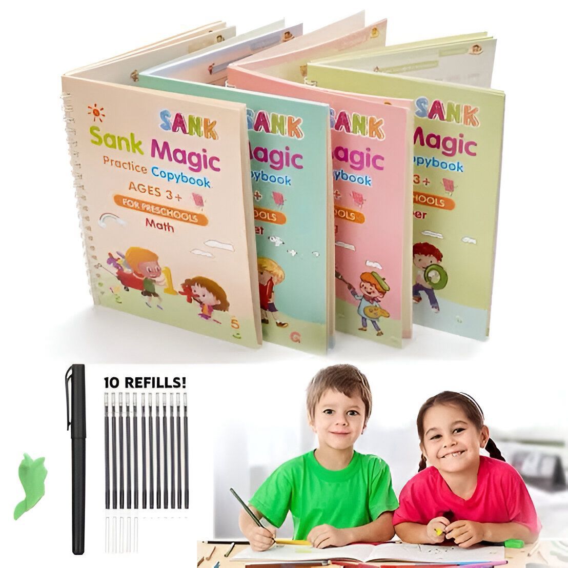 Magic Book  pack of 4 With Pen with 10 Refills